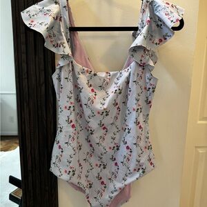 Hill House Home Pond Floral Ruffle One Piece Swim